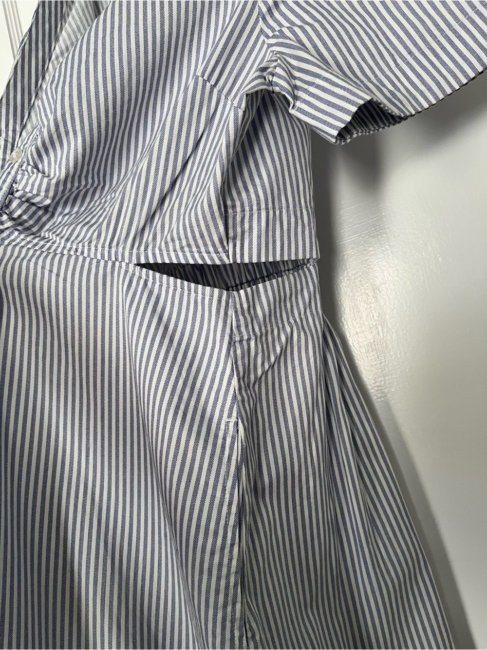 Old Navy Navy and White Vertical Stripe Midi Shirt Dress - Picture 10 of 11